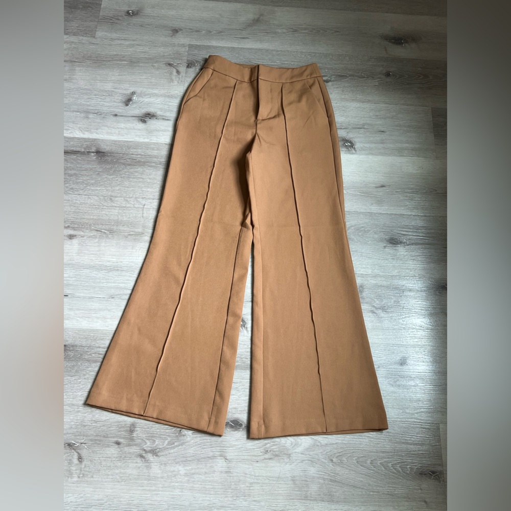 Rachel Camel High-Waisted Pants